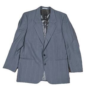 Vintage YSL Yves Saint Laurent Gray Striped 80s Two Button Blazer Made in France